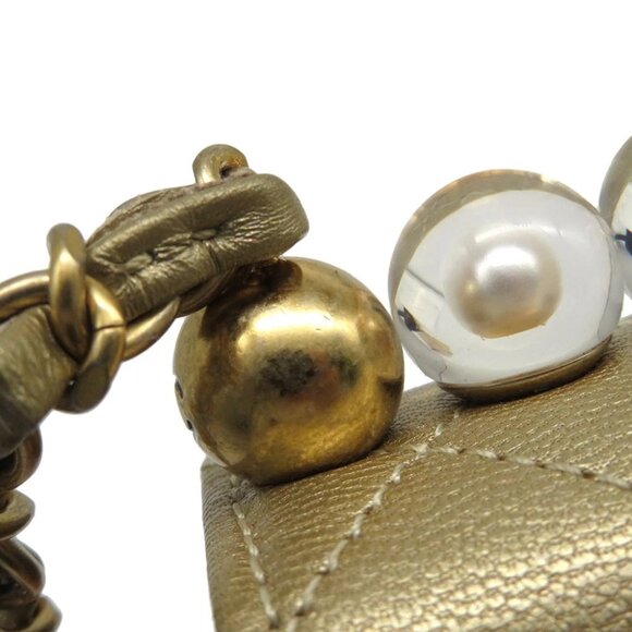 CHANEL Matelasse Clear Pearl Shoulder Bag Goatskin Leather Gold AS0584 - Picture 4 of 13